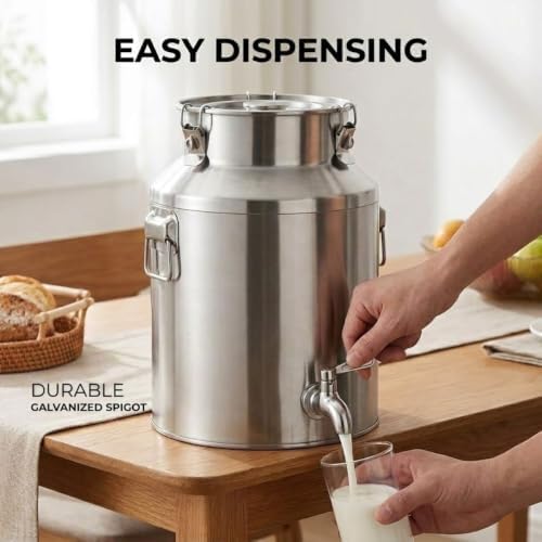 1-26 Gallon Stainless Steel Milk Bucket Beverage Dispenser with Faucet - Image 4