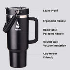 Farsea 40oz Insulated Stainless Steel Travel Tumbler with Handle & Straw - Image 3