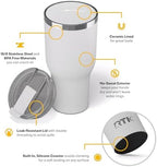 RTIC 40oz Essential Tumbler with Lid, Ceramic Lined, White - Image 3
