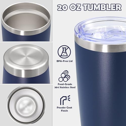 20oz Tumbler Stainless Steel Tumbler Coffee Tumbler with Lid Navy, 4P - Image 3