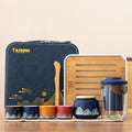Portable Gongfu Tea Set with Travel Case, Ceramic Tea Set with Glass Teapot Infuser, Bamboo Tea Tray and 4 Ceramic Teacups, All-in-One Travel Tea Kit for Home Office Outdoor Picnic Camping by Unknown