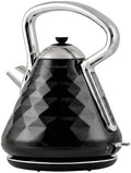 OVENTE 1.7L Retro Stainless Steel Electric Tea Kettle, Black KS755B by OVENTE