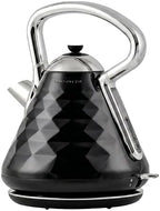 OVENTE 1.7L Retro Stainless Steel Electric Tea Kettle, Black KS755B by OVENTE