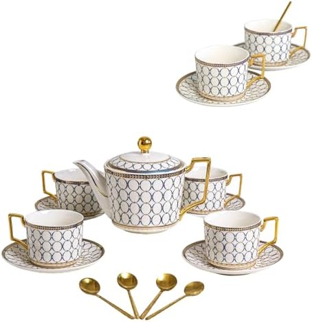 CwlwGO-Elegant Porcelain Tea Service Set for 6, Bone China Coffee Tea Sets,Tea Cup Set with Teapot,Tea Cup Sets for Women Tea Party. by HappleCwlwgoHome