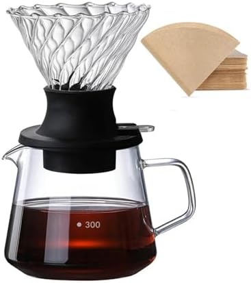 Immersion Dripper Coffee Maker Set Glass 02 Dripper Pour Over Coffee Making Set Immersion Dripper Switch Drip Coffee Accessories(V02 Set-Transprent) by Unknown