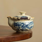 Tea Pots For Loose Tea Covered Bowl Teacup Single Blue and White Dragon Pattern Anti-scalding Hand-held Teapot Single Ceramic Teapot Tea Infuser Pot - Image 3