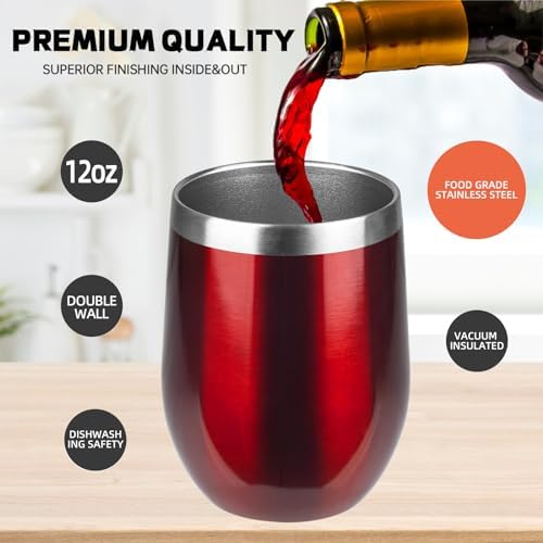 StarSpeed 12oz/6 Pack Insulated Wine Tumbler with Lid,Wine Red - Image 3