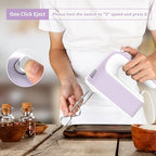 Yomelo 9-Speed Digital Hand Mixer Electric, 400W Powerful DC Motor, Hand Mixer Electric Handheld with Snap-On Storage Case, 5 Stainless Steel Accessories, Beaters, Dough Hooks, Whisk(Lilac Purple) - Image 5