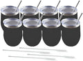 Amtidy 8 Pack Powder Coated Stainless Steel Tumbler with Lid,Equipped with straw and straw brush，12 oz Double Wall Vacuum Insulated Travel Tumbler Cup for Coffee, Wine, Cocktails by Unknown
