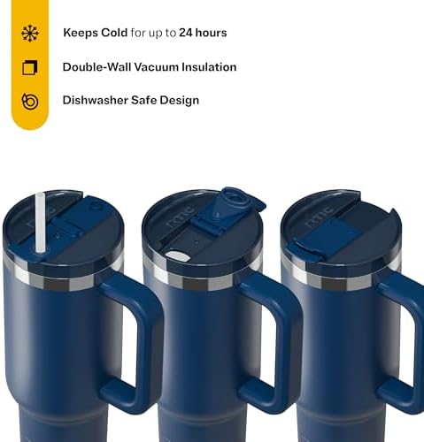 RTIC 40oz Road Trip Tumbler, Insulated, Ceramic Lined, Navy - Image 2