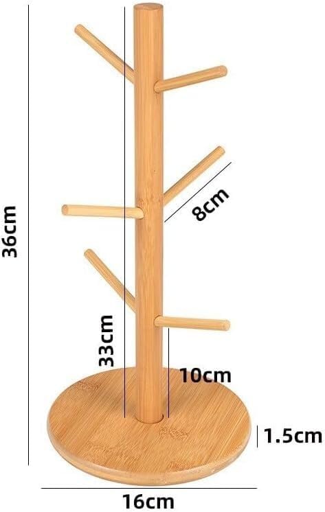 Coffee Mug Rack Cup Holders Wooden Mug Hanger Rack Tree Shape Coffee Tea Cup Storage Holder Removable Wooden Mug Stand Organizer Drinkware Shelf with 6 Hook Mug Stands - Image 6