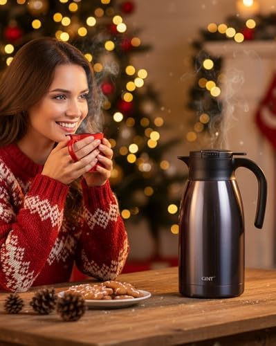 GiNT 1.9L / 64Oz Thermal Coffee Carafe, Insulated Stainless Steel Coffee Carafes for Keeping Hot/Double Walled Vacuum Thermal Carafe (Purple) - Image 2