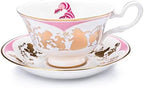 The English Ladies Disney Alice in Wonderland Cheshire Cat Cup and Saucer, Fine Bone China, 7.5 × 15 × 15 cm, Multicolor by The+English+Ladies+Co