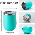 HASLE OUTFITTERS 12oz Wine Tumbler with Lid Stemless Wine Glasses Double Wall Vacuum Travel Mugs stainless steel Coffee Cup for Cold & Hot Drinks Wine Coffee Cocktails Beer 12 Pack Light Blue - Image 3