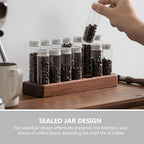 Coffee Bean Storage Tube Rack, Glass Containers with Wooden Holder for Home - Image 5