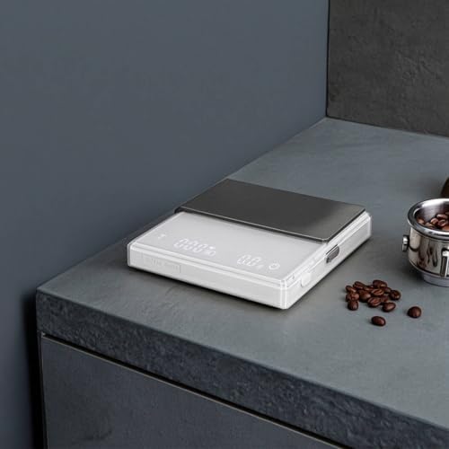 Coffee Scale Espresso Scale Digital Scale Kitchen Scale with Timer and Precision for Consistent Flavor Rechargeable Compact Silicone Body Suitable for, White - Image 3