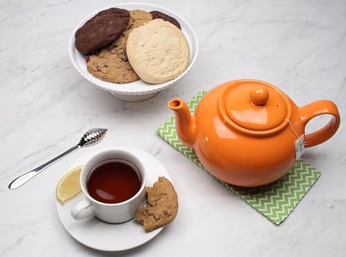 RSVP Large Stoneware Chai Teapot -Microwave & Dishwasher Safe - 42 oz - Orange - Image 6
