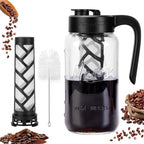 Cold Brew Coffee Maker Glass, 2 pcs 64 oz Mason Jar Pitcher by spreccio