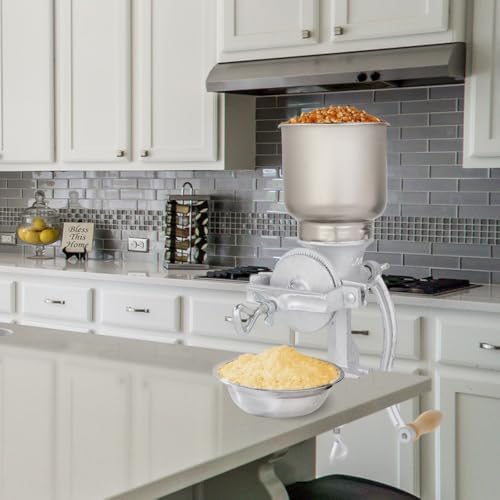 Universal hand-cranked grain grinder, silver stainless steel manual mill - Image 3