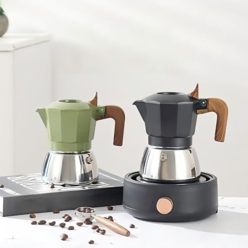 Stovetop Espresso Maker Moka Pot 2 Cup Italian Coffee Maker Color Black - Image 6
