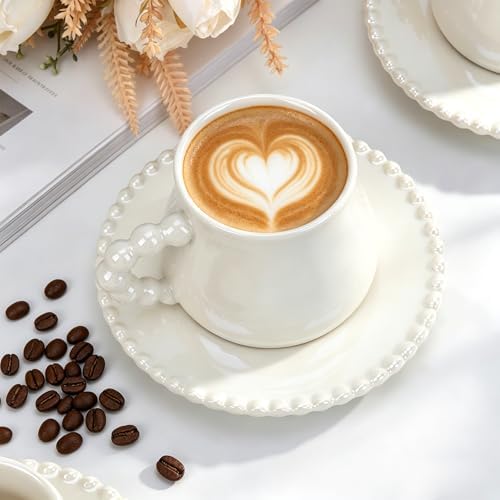 Cappuccino Cups Set of 4, 8oz Espresso Cups Set with Saucers and Spoons - Image 6