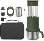 Portable Manual Espresso Coffee Maker, 2-in-1 Design,120 Ml Stainless Steel Cup, Milk Frother, with Traveling Bag, Lightweight and Compact for Camping and Travel (Green) by Unknown