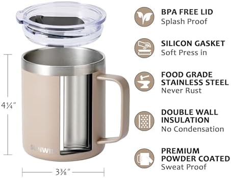 SUNWILL Travel Coffee Mug Set of 2, 14 oz Insulated Stainless Steel - Image 3