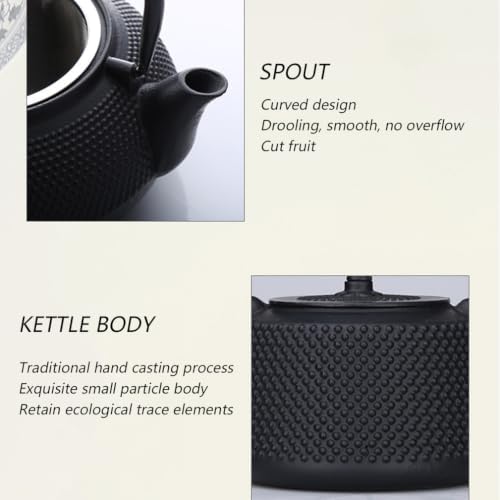 Without Coating Cast Iron Teapot Tetsubin with Stainless Steel Filter Tea Kettle Iron Tea Gift for Adult Father Mother Family,0.6L - Image 5