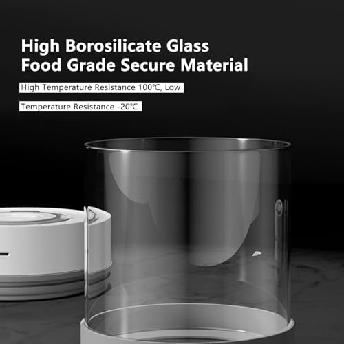 Zunate Electric Vacuum Sealed Glass Jar for Coffee Tea Beans Nuts Storage, 950ml Kitchen Food Organizer with Built-in Battery, Free High Borosilicate Glass - Image 2