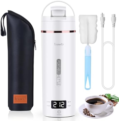 Portable Electric Kettle with Drinking Spout, Plug-in with Travel Bag, 450mL 304 Stainless Steel, 4 Preset Temp, Rapid Boiling – Home/Office/Hotel/Caravan/Dorm/Business Trip by Unknown