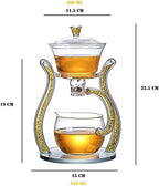 RORA Lazy Kungfu Glass Tea Set Semi Automatic Drip Rotating with Infuser Glass Teapot Set (6 cups) - Image 6