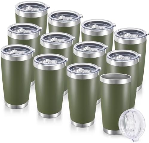 20 oz Tumblers Bulk Stainless Steel Tumbler with Lid, 12 Pack by CoolYoleb