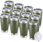20 oz Tumblers Bulk Stainless Steel Tumbler with Lid, 12 Pack by CoolYoleb