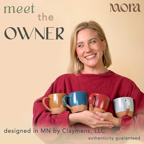 MORA Ceramic Artisan Matte Large Latte Mug Set of 4, 16oz - Microwavable, Porcelain Coffee Cups With Big Handle - Modern, Boho, Unique Style For Any Kitchen. Microwave Safe Stoneware - Marina Colors - Image 3