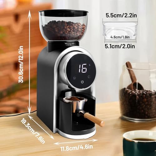 6 Cup Stovetop Espresso Maker Stainless Steel Moka Pot Stove Top Percolator Italian Coffee Makers Capable Mocha Greca Machine with Black Electric Coffee Grinder Touchscreen 2-14 Cup Conical Bur - Image 3