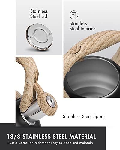 POLIVIAR Tea Kettle, 2.7 Quart Stovetop Tea Kettle, Audible Whistling Teapot, Food Grade Stainless Steel for Anti-Rust, Anti Hot Handle, Suitable for All Heat Sources (JX2022-MH30) - Image 4
