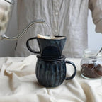 Asayu Japan Ceramic Coffee Pour Over Maker Set in Dark Navy Blue - Image 6