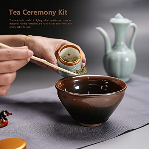 Matcha Tea Whisk Set, Matcha Tea Tool Matcha Bowl Whisk Scoop Ceramic Whisk Holder Caddy Teacup Mat Tea Ceremony Kit(A) - Image 6