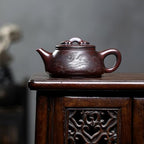 Tea Kettle Creative Hand-carved Red Sand Dragon And Tiger Leaping Stone Scoop Teapot For Home Use Ceramic Tea Infuser - Image 6