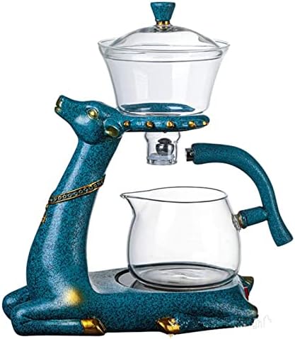 Heat-resistant Kungfu Glass Tea Set with Heater Attract Water Diversion Rotating Cover Bowl Lazy Semi-Automatic Deer Glass Teapot by MOZEO