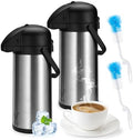 Airpot Coffee Dispenser with Pump - 2Pcs 102 oz Insulated Stainless Steel Coffee Carafe - Thermal Beverage Dispenser - Coffee Urn for Hot/Cold Water, Party Chocolate Drinks by Vondior