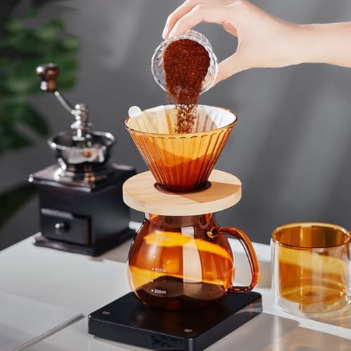 Healifty Reusable Coffee Filter Cone with High Borosilicate Glass and Wood Handle, Easy to Clean and Sturdy Coffee Accessory for Kitchen the Road Use - Image 7