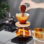 Healifty Reusable Coffee Filter Cone with High Borosilicate Glass and Wood Handle, Easy to Clean and Sturdy Coffee Accessory for Kitchen the Road Use - Image 7