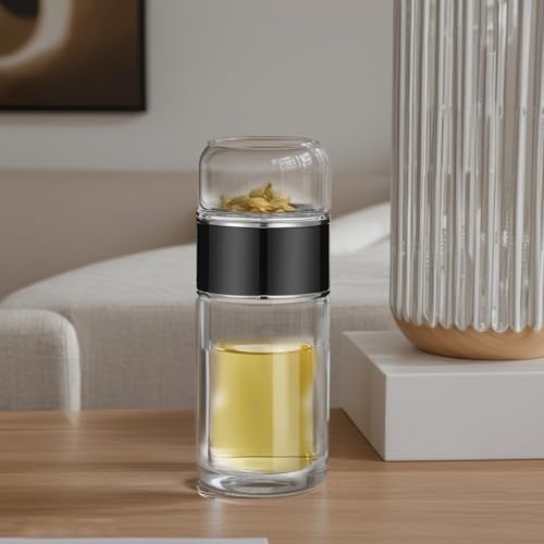 Double Wall Glass Tea Tumbler with Stainless Steel Infuser, Heat Resistant 16.9 Oz Travel Mug, Perfect for Loose Leaf Tea - Image 2