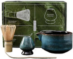 Japanese Matcha Set (7pcs) Matcha Whisk Set Matcha Bowl Matcha Whisk (chasen) Scoop (chashaku) Matcha Whisk Holder Tea Making Kit (4 Pcs,Blue) by ZITEZHGO