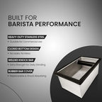 Rattleware Stainless Steel Heavy-Duty Knock Box Chute – Durable Espresso Puck Disposal Bin with Welded Rubber Bar – Fits Coffee Stations, Café, Restaurant, Hotel, or Home Use (9.25"x5.5"x4") - Image 2
