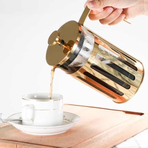 French Press Coffee Maker Espresso Coffee Maker Copper Cold Brew Heat Resistant Thickened Borosilicate Coffee Pot With 3 Stainless Steel Filter Screens(/Silver C,600ml) - Image 3