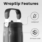 Fjbottle WrapSip 24 oz Insulated Tumbler with Flip Straw and Handle - Image 2