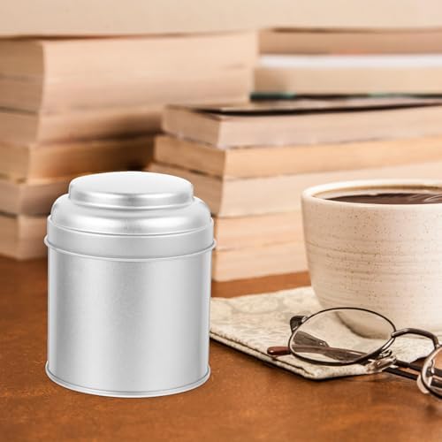 VALICLUD 6Pcs Tea Tin Canisters with Airtight Double Lids, Metal Food Storage Containers for Loose Leaf Tea and Candy, Household Kitchen Storage Jars in Frosted Silver - Image 4