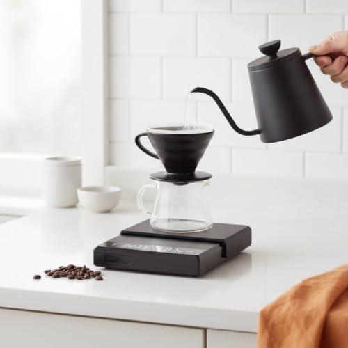 Coffee Scale Espresso Scale Digital Scale Kitchen Scale with Timer and Precision for Consistent Extraction Rechargeable Compact Silicone Build, Black - Image 3
